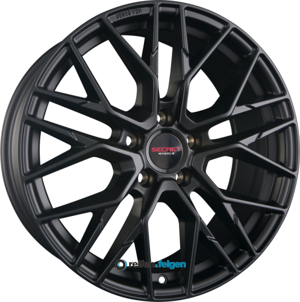SECRET WHEELS SW4 9x20 ET45 5x120 NB65.1 Black Matt werk91-4 9x20 ET45 5x120 Alufelge Schwarz