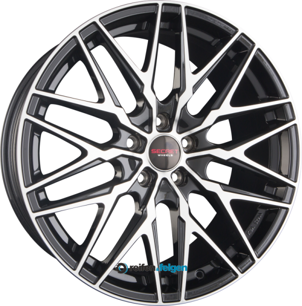 SECRET WHEELS SW5 7.5x18 ET51 5x112 NB66.6 Black Full Polished werk91-4 7,5x18 ET51 5x112 Alufelge Schwarz