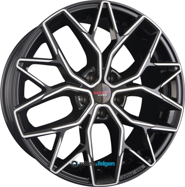 SECRET WHEELS SW6 8.5x19 ET45 5x114.3 NB72.6 Black Full Polished werk91-4 8,5x19 ET45 5x114,3 Alufelge Schwarz