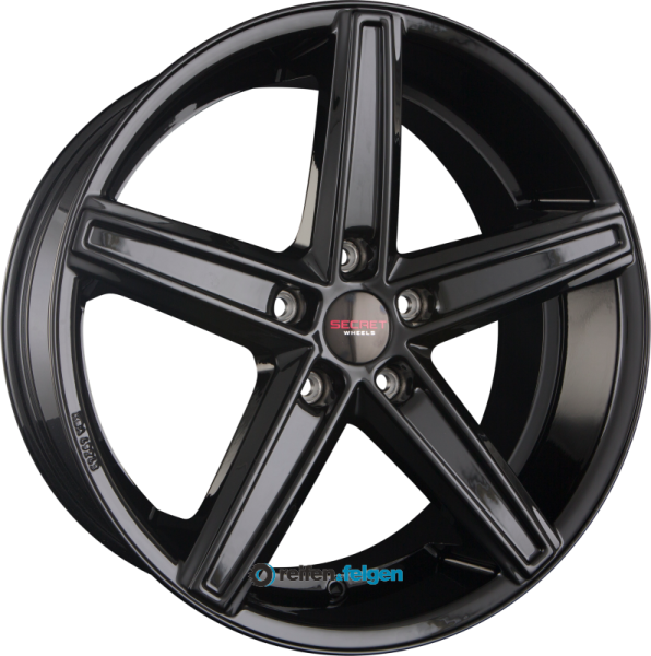 SECRET WHEELS SW7 8.5x19 ET40 5x120 NB65.1 Black werk91-4 8,5x19 ET40 5x120 Alufelge Schwarz