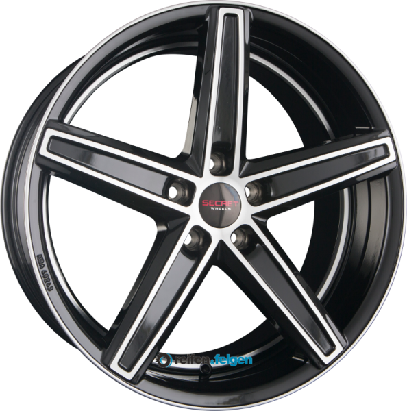 SECRET WHEELS SW7 8.5x19 ET45 5x112 NB66.6 Black Polished werk91-4 8,5x19 ET45 5x112 Alufelge Schwarz