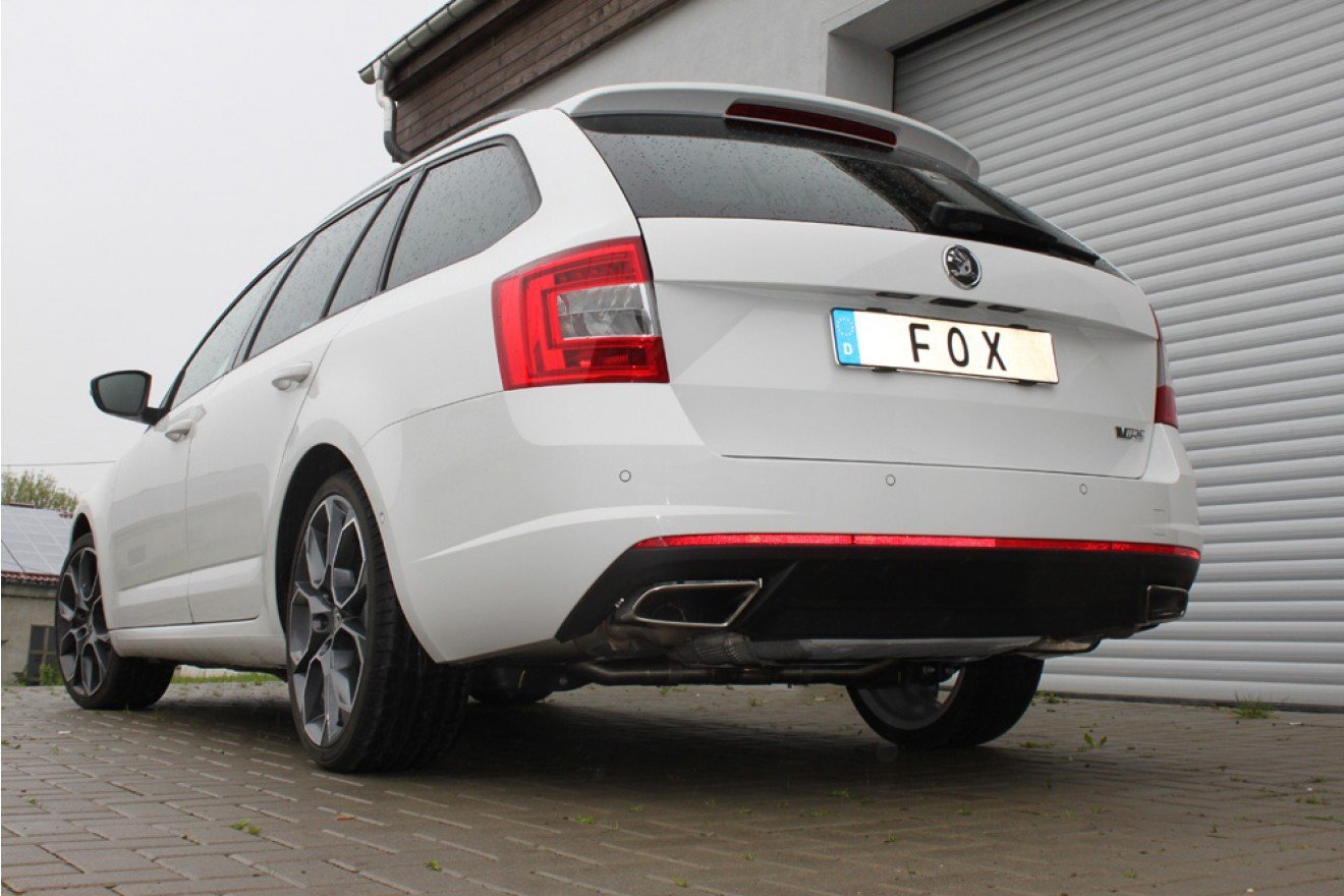 Fox Duplex Auspuff Sportauspuff Endschalldämpfer für Skoda Octavia 5E RS TSI 2.0