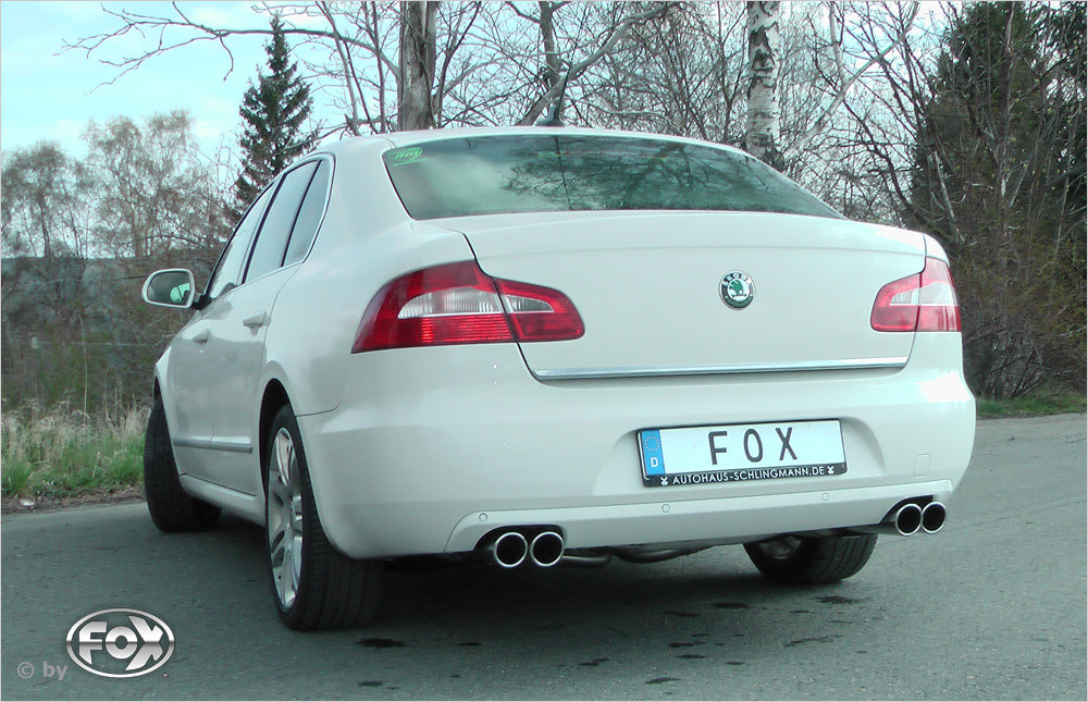 Fox Duplex Auspuff Sportauspuff Komplettanlage für Skoda Superb 3T 1,4l 92kW 1,8