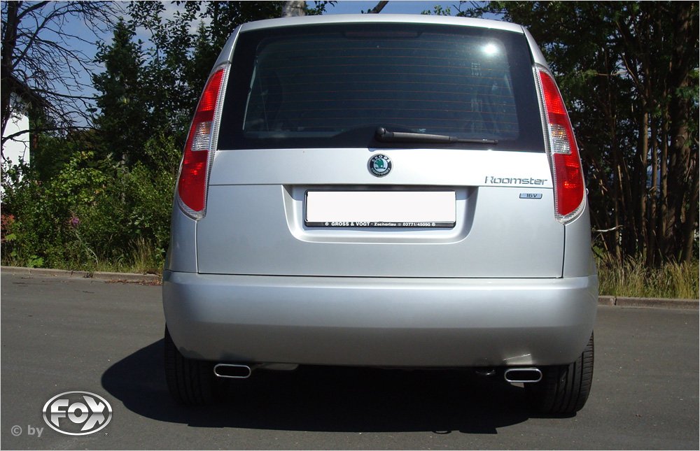Fox Duplex Auspuff Sportauspuff Endschalldämpfer für Skoda Roomster 5J 1,2l 1,4l