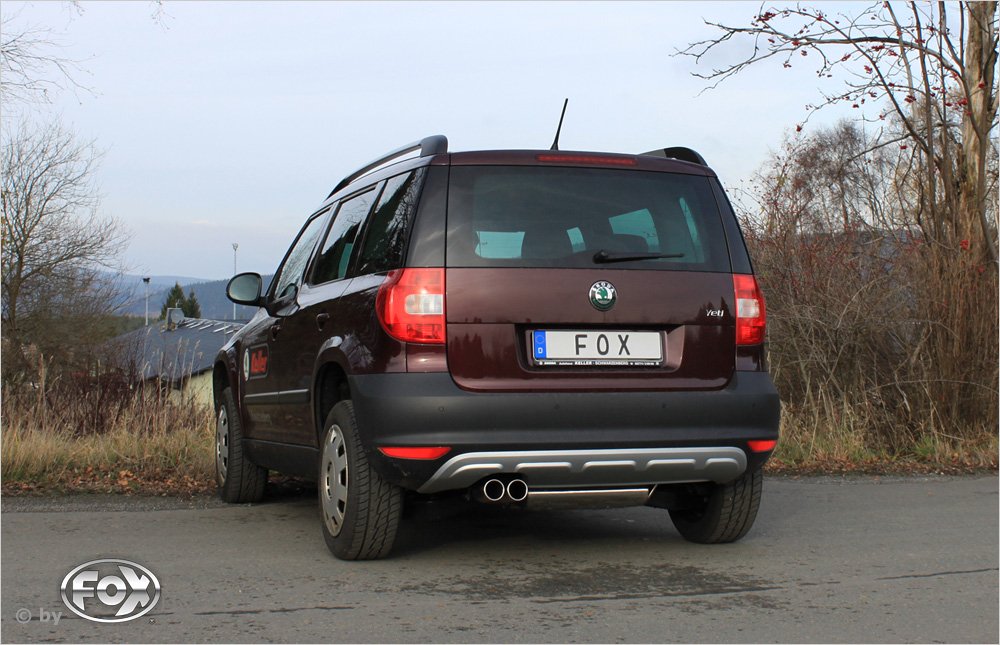 Fox Auspuff Sportauspuff für Skoda Yeti 5L Frontantrieb 1.2l 77kW 1.4l TSI 90kW