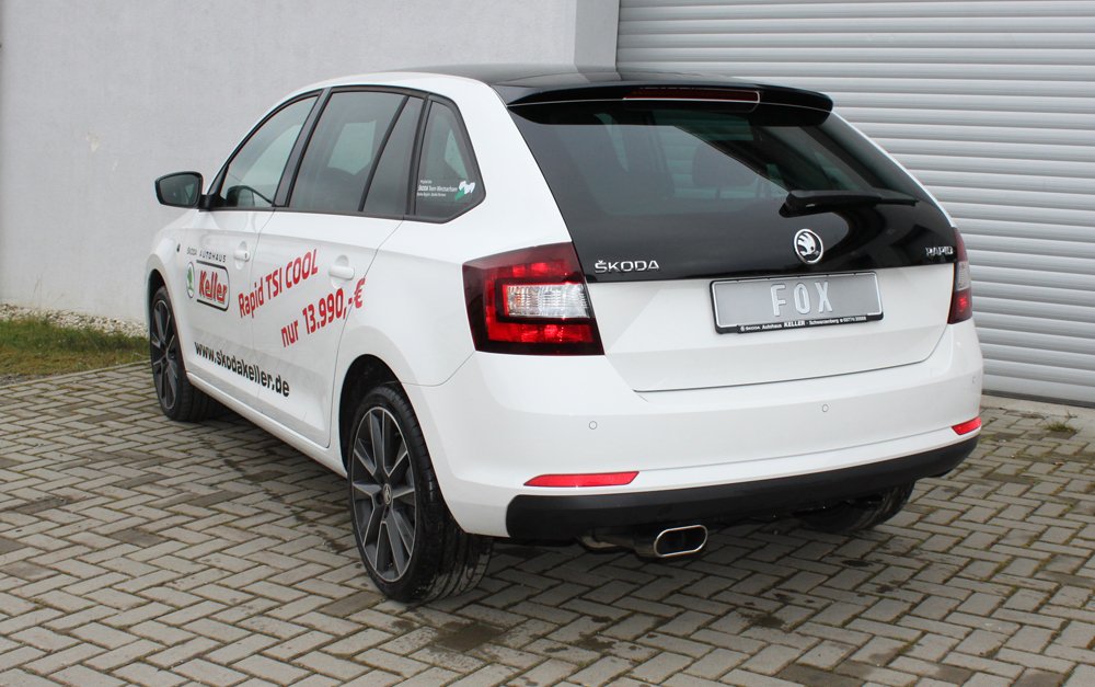 Fox Auspuff Sportauspuff Endschalldämpfer für Skoda Rapid Spaceback 1,2