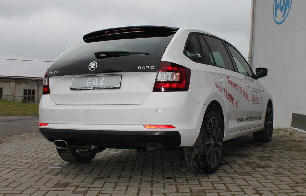 Fox Auspuff Sportauspuff Endschalldämpfer für Skoda Rapid Spaceback 1,2