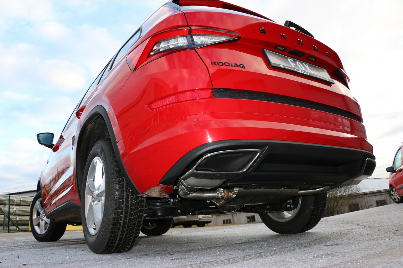 Fox Duplex Auspuff Sportauspuff Endschalldämpfer für Skoda Kodiaq 4x4 mit RS 2.0