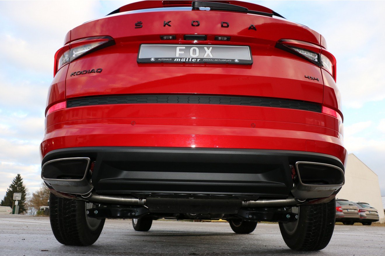 Fox Duplex Auspuff Sportauspuff Endschalldämpfer für Skoda Kodiaq 4x4 mit RS 2.0