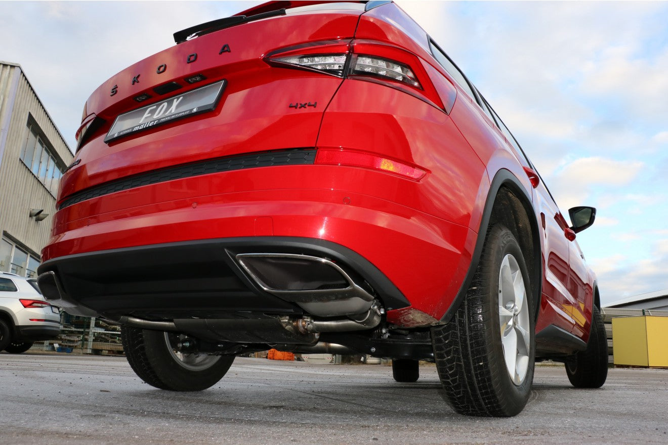 Fox Duplex Auspuff Sportauspuff Endschalldämpfer für Skoda Kodiaq 4x4 mit RS 2.0