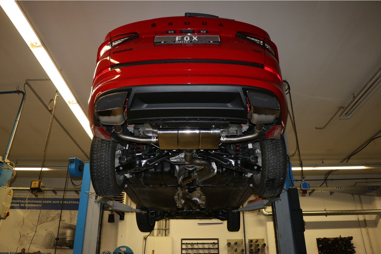 Fox Duplex Auspuff Sportauspuff Endschalldämpfer für Skoda Kodiaq 4x4 mit RS 2.0