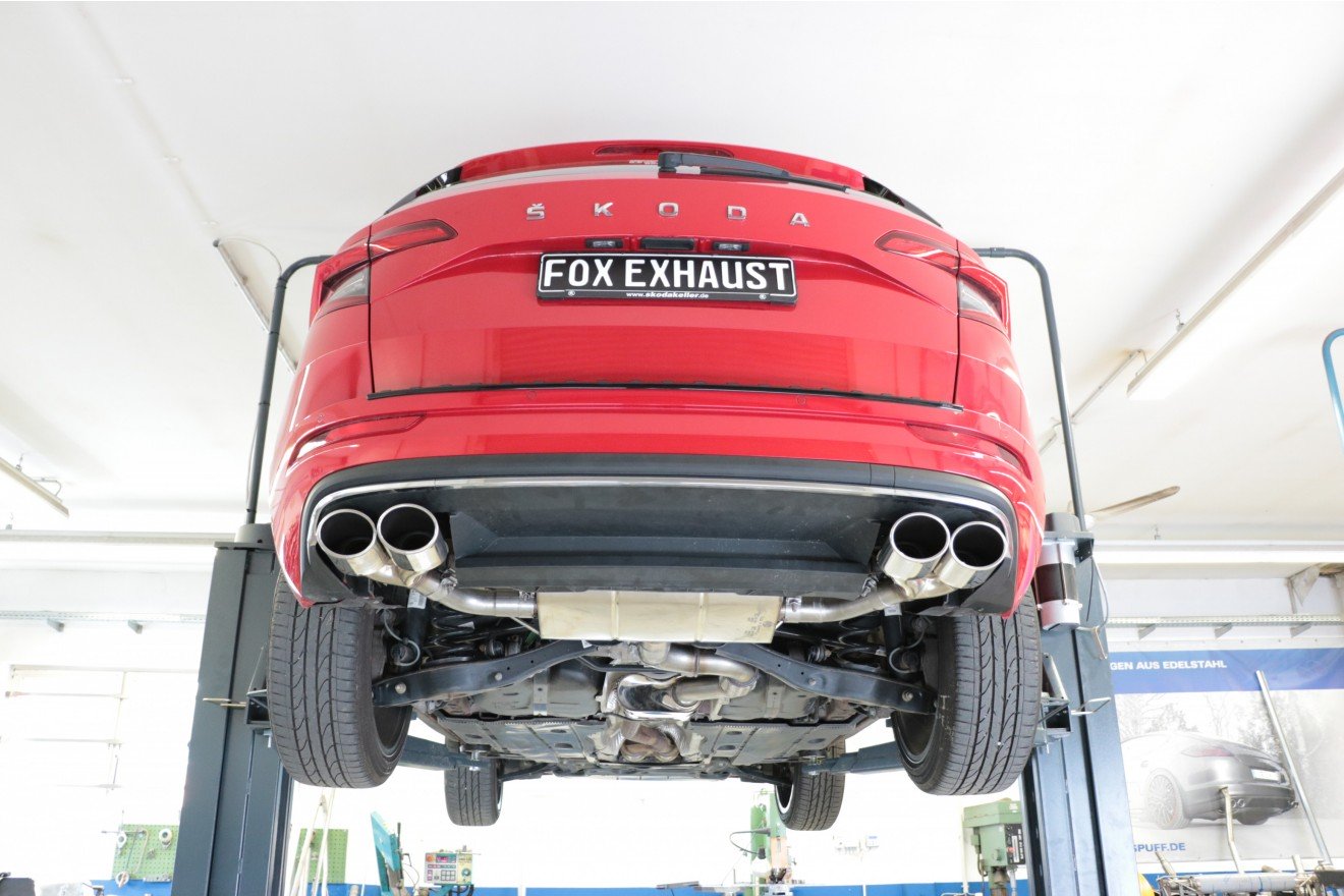 Fox Duplex Auspuff Sportauspuff Endschalldämpfer für Skoda Karoq 4x4 2,0l 140kW