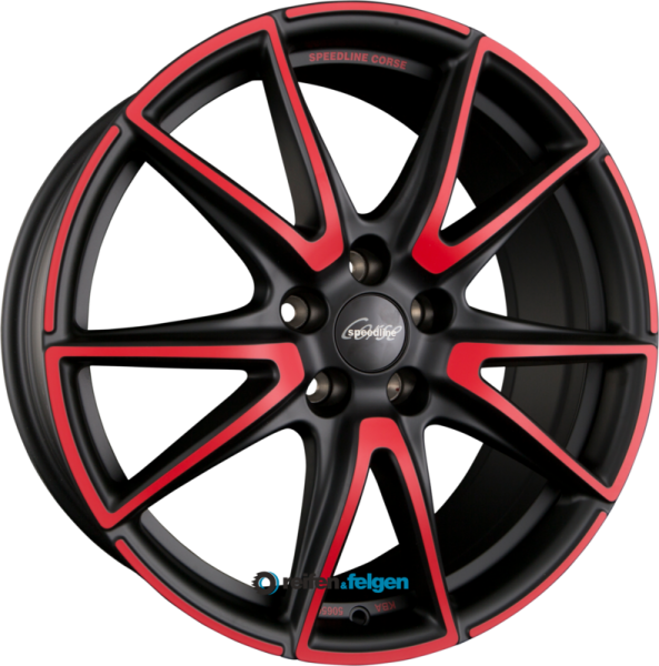 SPEEDLINE CORSE SL6 VETTORE 8.5x19 ET42 5x108 NB76 MCR - Jetblack-Matt-Red Spoke