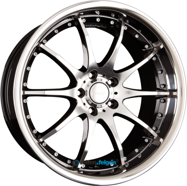 TOMASON TN8 8.5x19 ET45 5x112 NB72.6 Hyperblack Diamond Polished with Steel Lip