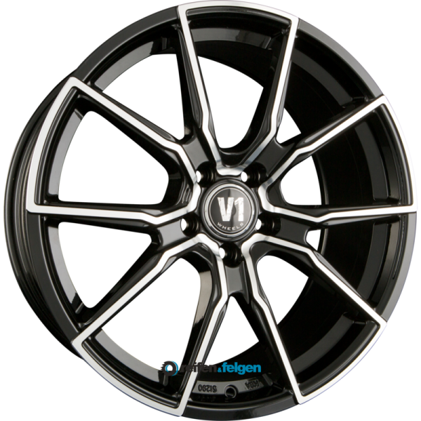 V1 Wheels V1 8.5x19 ET35 5x112 NB66.6 Schwarz Hochglanzpoliert SP+