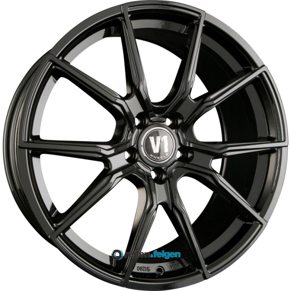 V1 Wheels V1 9x20 ET45 5x120 NB65.1 Schwarz Glänzend Lackiert SW+