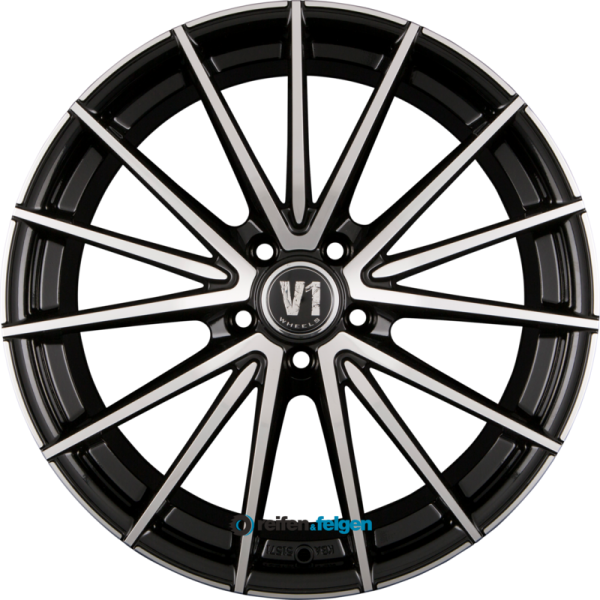 V1 Wheels V2 8.5x19 ET35 5x112 NB66.6 Schwarz Front Poliert SP+