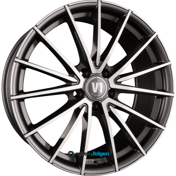 V1 Wheels V2 8.5x19 ET35 5x120 NB72.6 Schwarz Front Poliert SP+