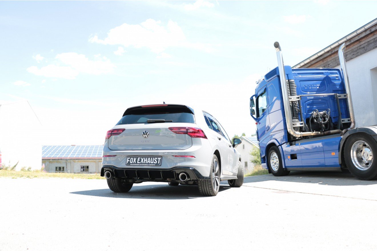 Fox Duplex Auspuff Sportauspuff Komplettanlage für VW Golf 8 GTE mit Einsatz 1.4