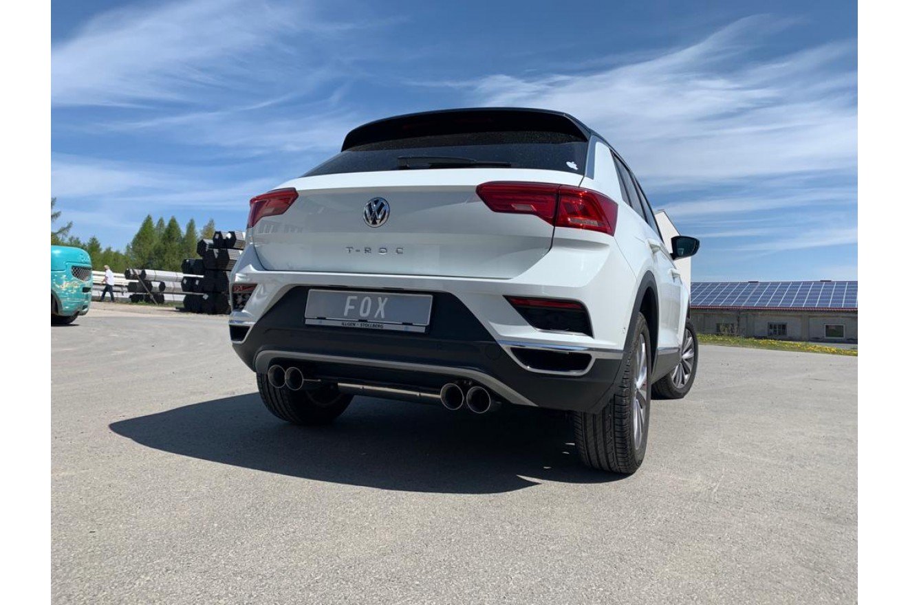 Fox Duplex Auspuff Sportauspuff Endschalldämpfer für VW T-Roc Frontantrieb 1,0l