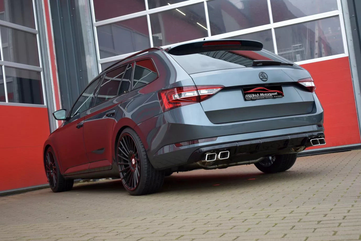 Friedrich Motorsport 76mm Duplex-Anlage Sportauspuff für Skoda Superb 3V 3T 2.0l
