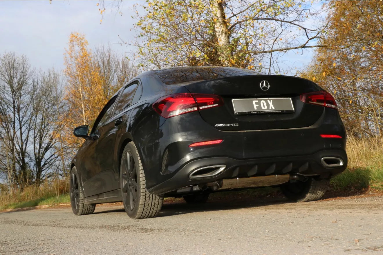 Fox Duplex Auspuff Sportauspuff Endschalldämpfer für Mercedes A-Klasse W177 1.3l