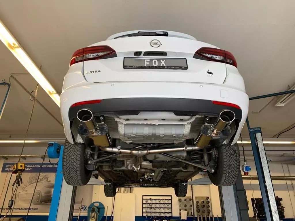 Fox Duplex Sportauspuff Komplettanlage für Opel Astra K Sports Tourer 1.6l Turbo